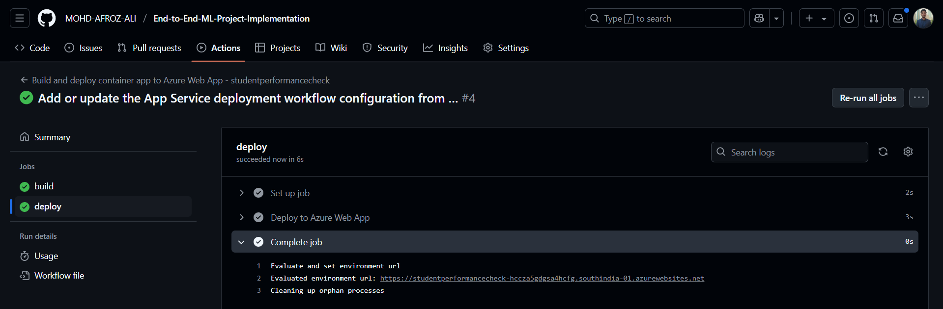 github actions CI CD pipeline